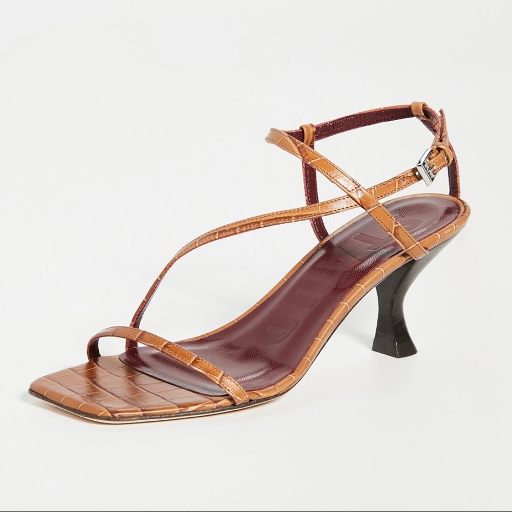 Staud Gita Strappy Sandals Brown Croc Leather Sz 40 NWT